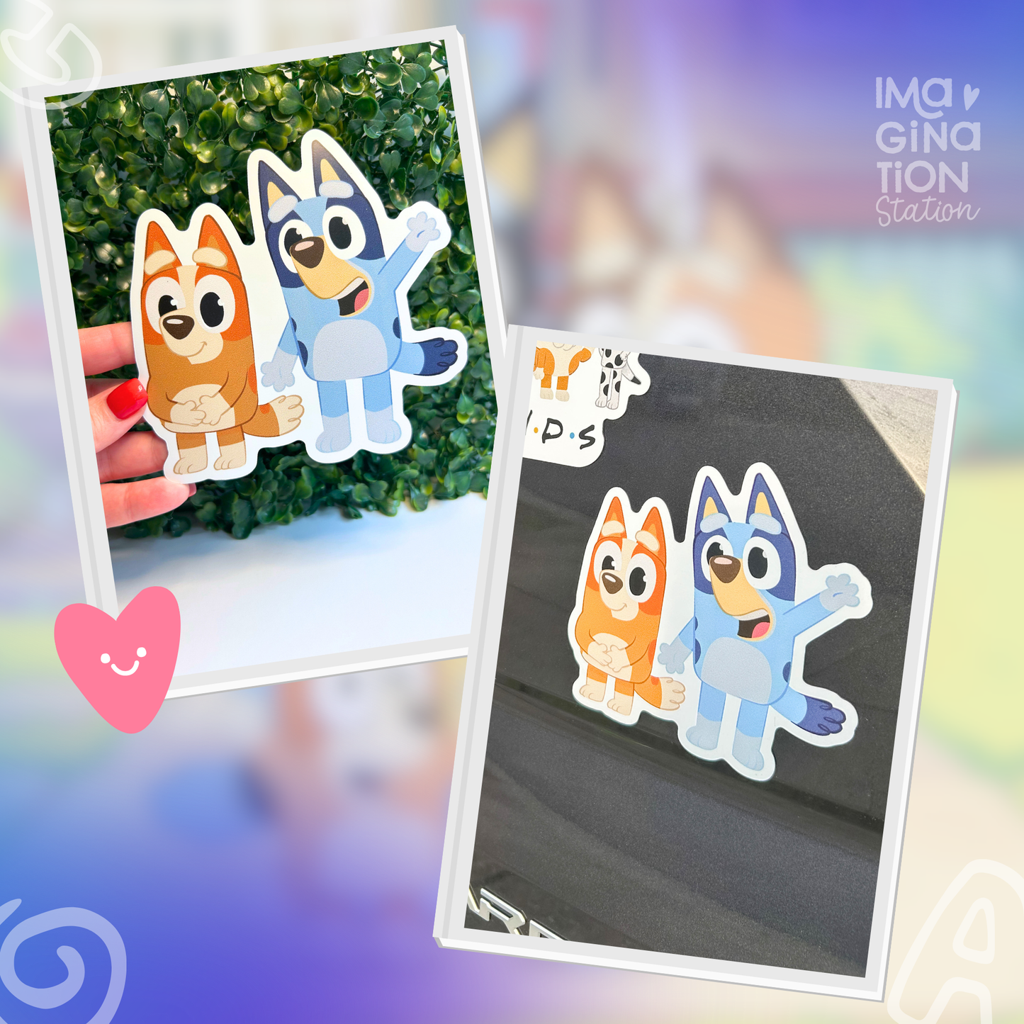 Bluey fun pack bundle packaging ā 4 stickers and car magnet Disney gift set