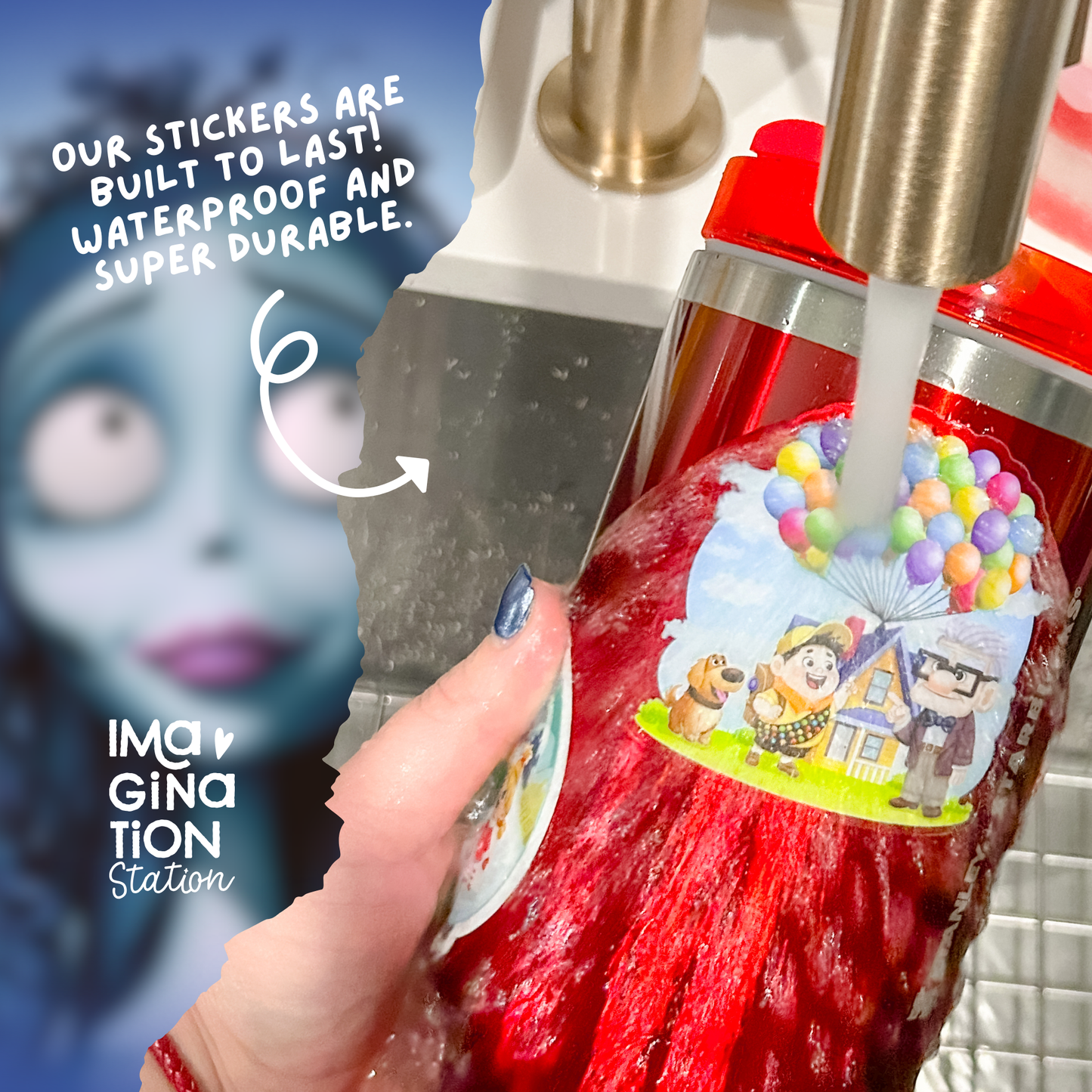 Corpse Bride 40oz Tumbler + Glow in the Dark Sticker Set ā Tim Burton Gothic Bundle