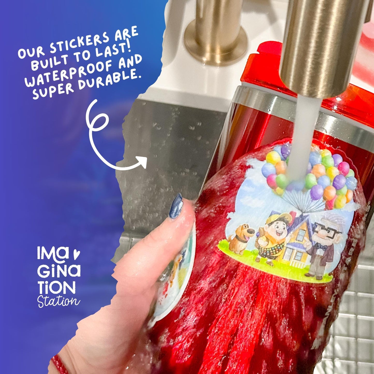 Imagination Station Dory Just Keep Swimming sticker packaging – Finding Nemo motivational gift