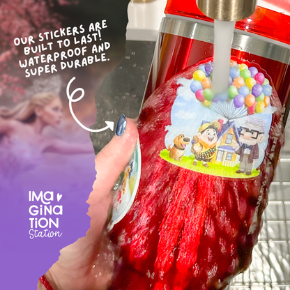 Bluey Wicked Halloween sticker on water bottle – holographic Disney crossover vinyl decal
