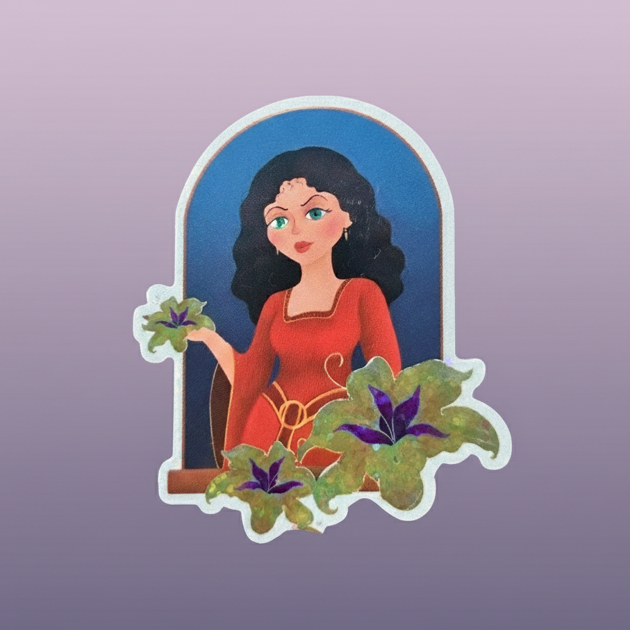 Mother Gothel sticker glitter glossy Disney villain vinyl from Tangled