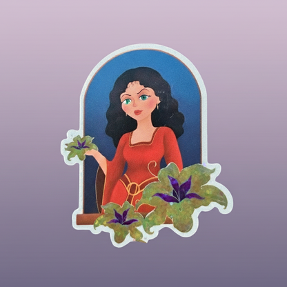 Mother Gothel sticker glitter glossy Disney villain vinyl from Tangled