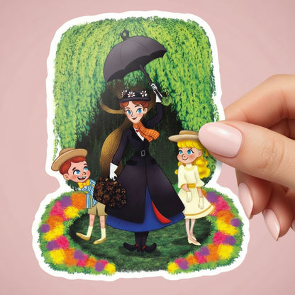 Mary Poppins sticker front view – clear glossy waterproof Disney vinyl decal