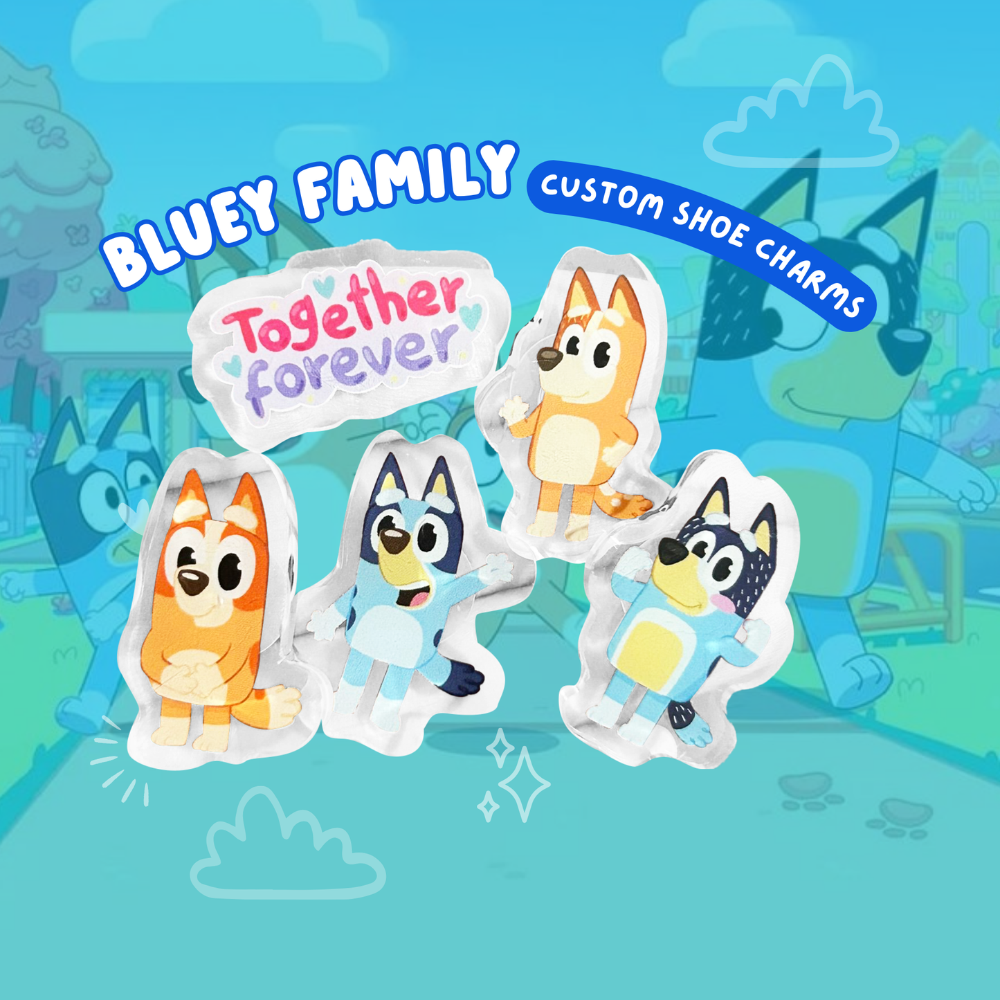 Bluey family shoe charms on crocs – Heeler family acrylic Disney character accessories