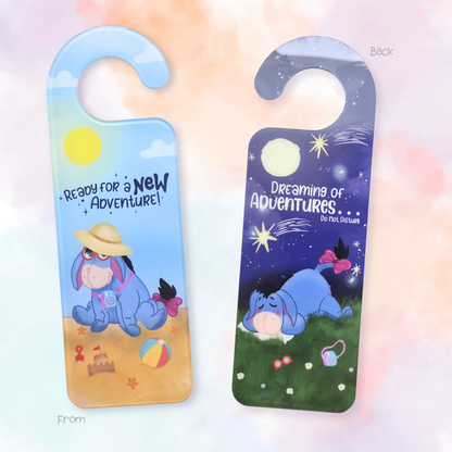 Winnie the Pooh Eeyore door hanger with custom name – premium acrylic Hundred Acre Wood design