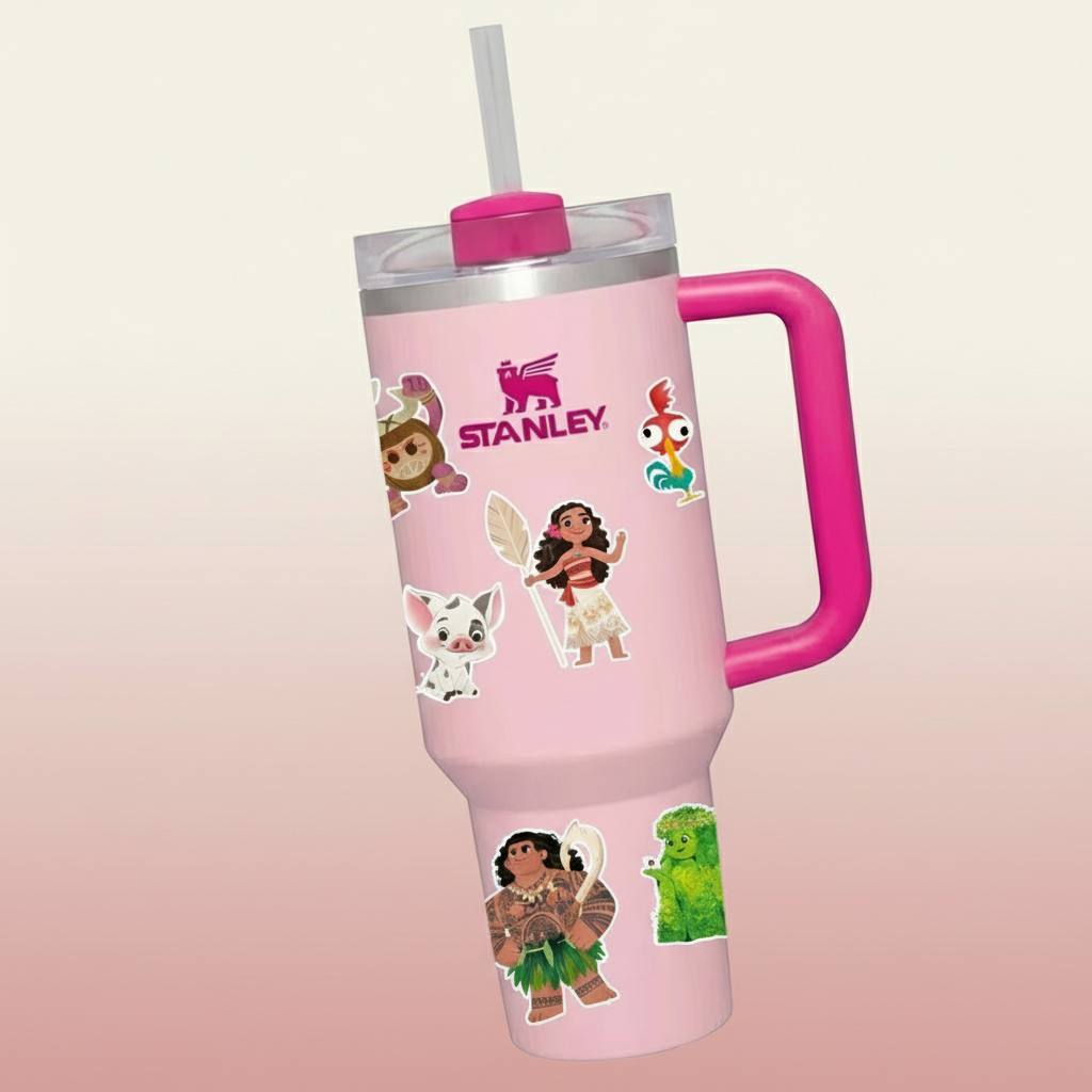 Moana 40oz tumbler front view – Stanley-style Disney princess wayfinder bundle