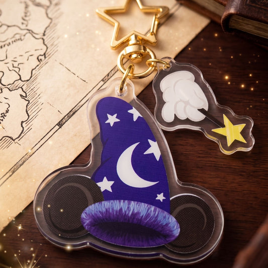 The Sorcerer's Hat Interactive Light Up Keychain - Custom Acrylic Magnetic Disney Inspired Charm
