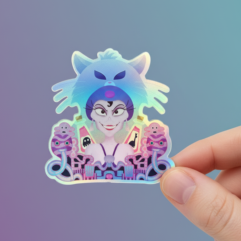 Yzma sticker holographic matte Disney villain vinyl from Emperor's New Groove