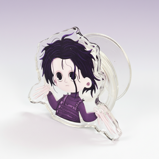 Phone holder with anime character design labeled 'Edward' on a light gray background