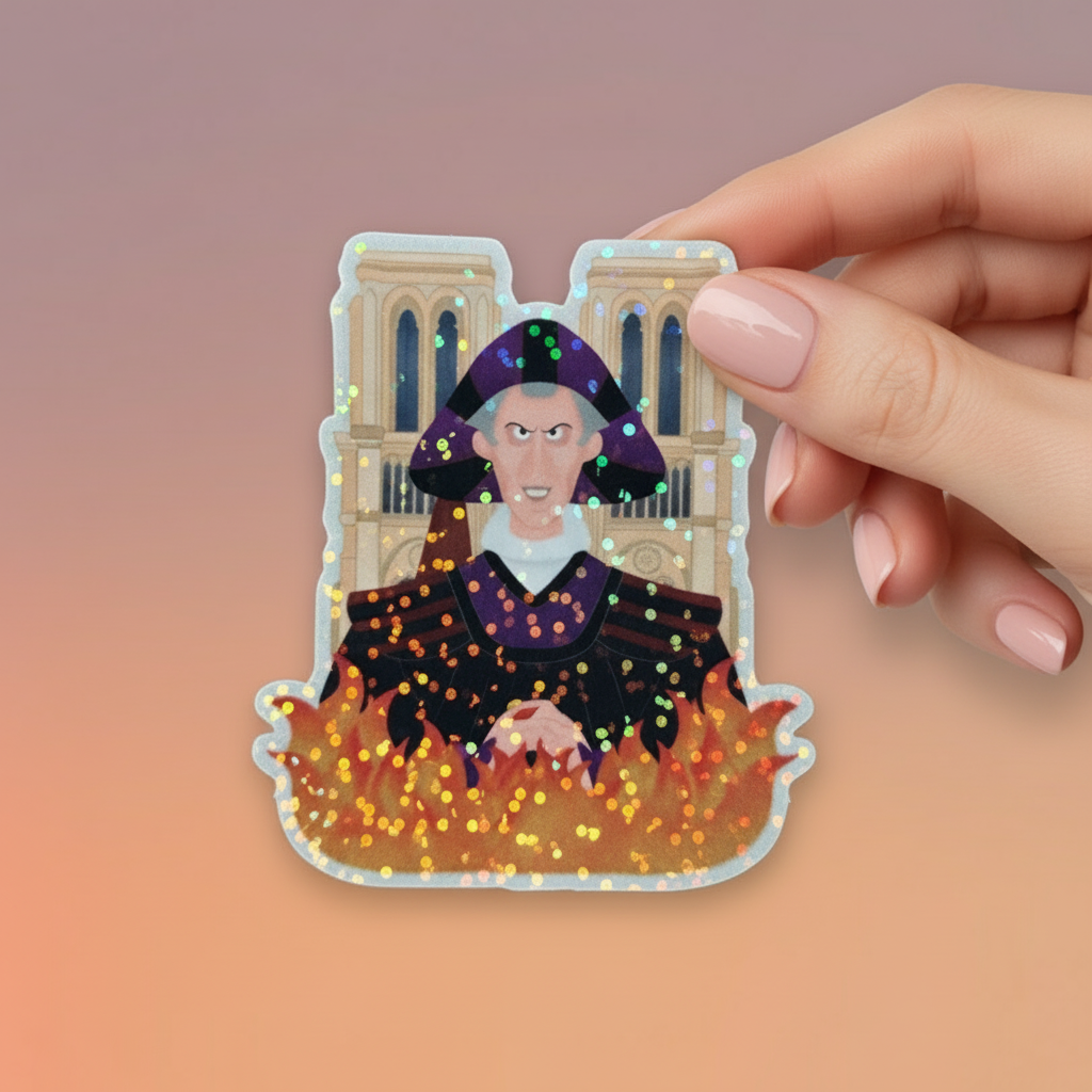 Frollo sticker glitter effect Disney villain vinyl from Hunchback of Notre Dame