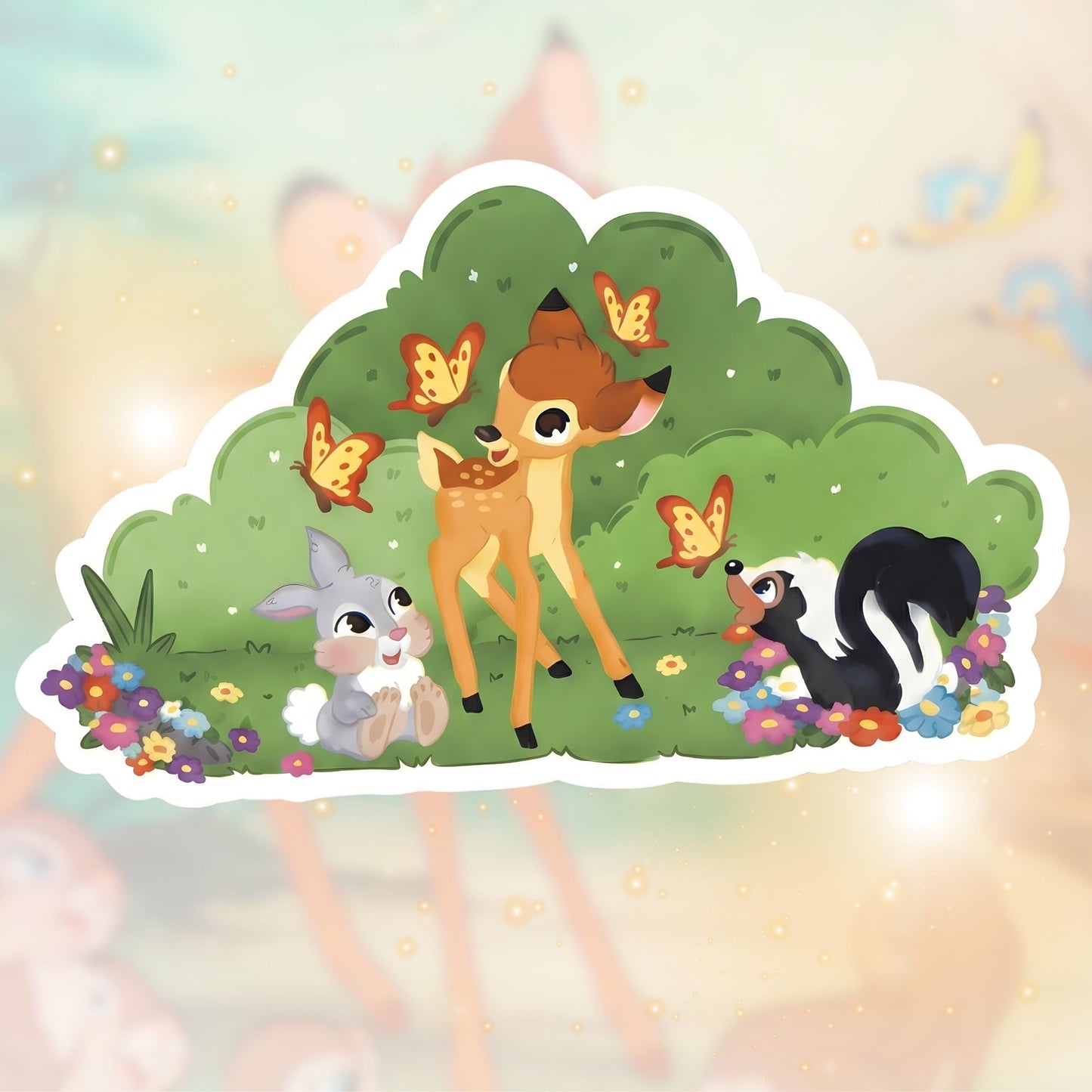 Bambi Disney sticker front view – clear glossy waterproof classic Disney vinyl decal