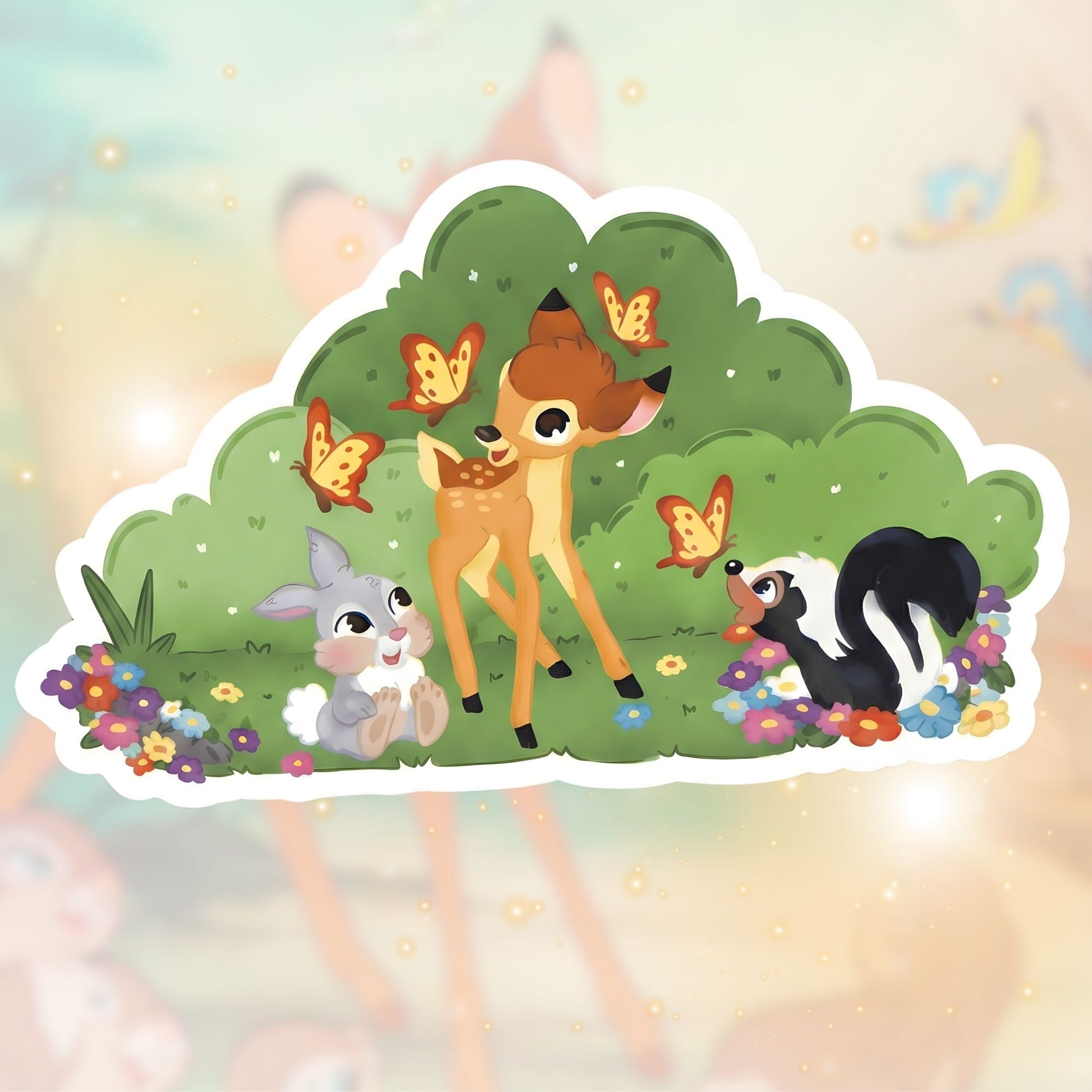 Bambi Disney sticker front view – clear glossy waterproof classic Disney vinyl decal