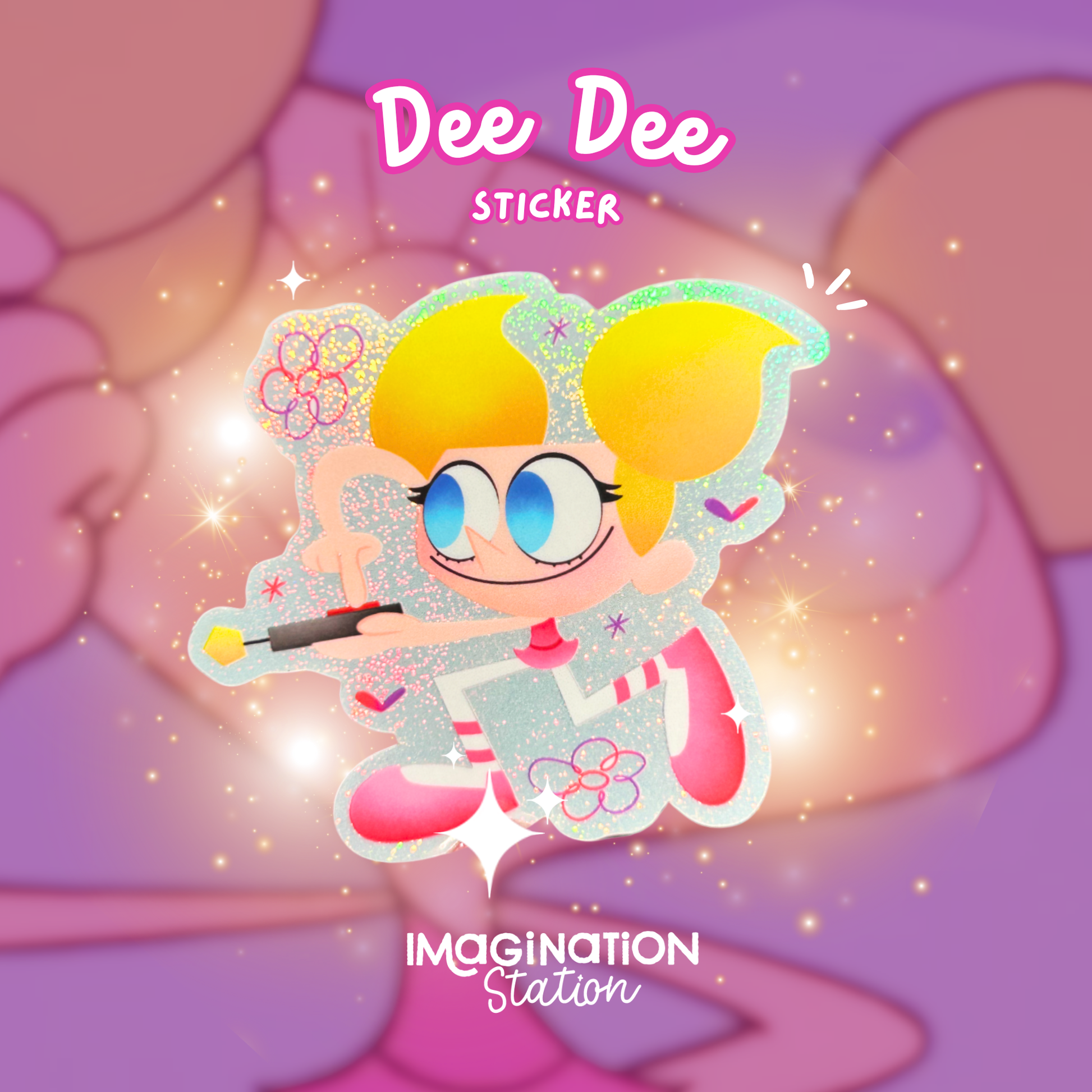 Dee Dee Dexter's Laboratory pixie dust sticker front view – 90s cartoon retro vinyl decal