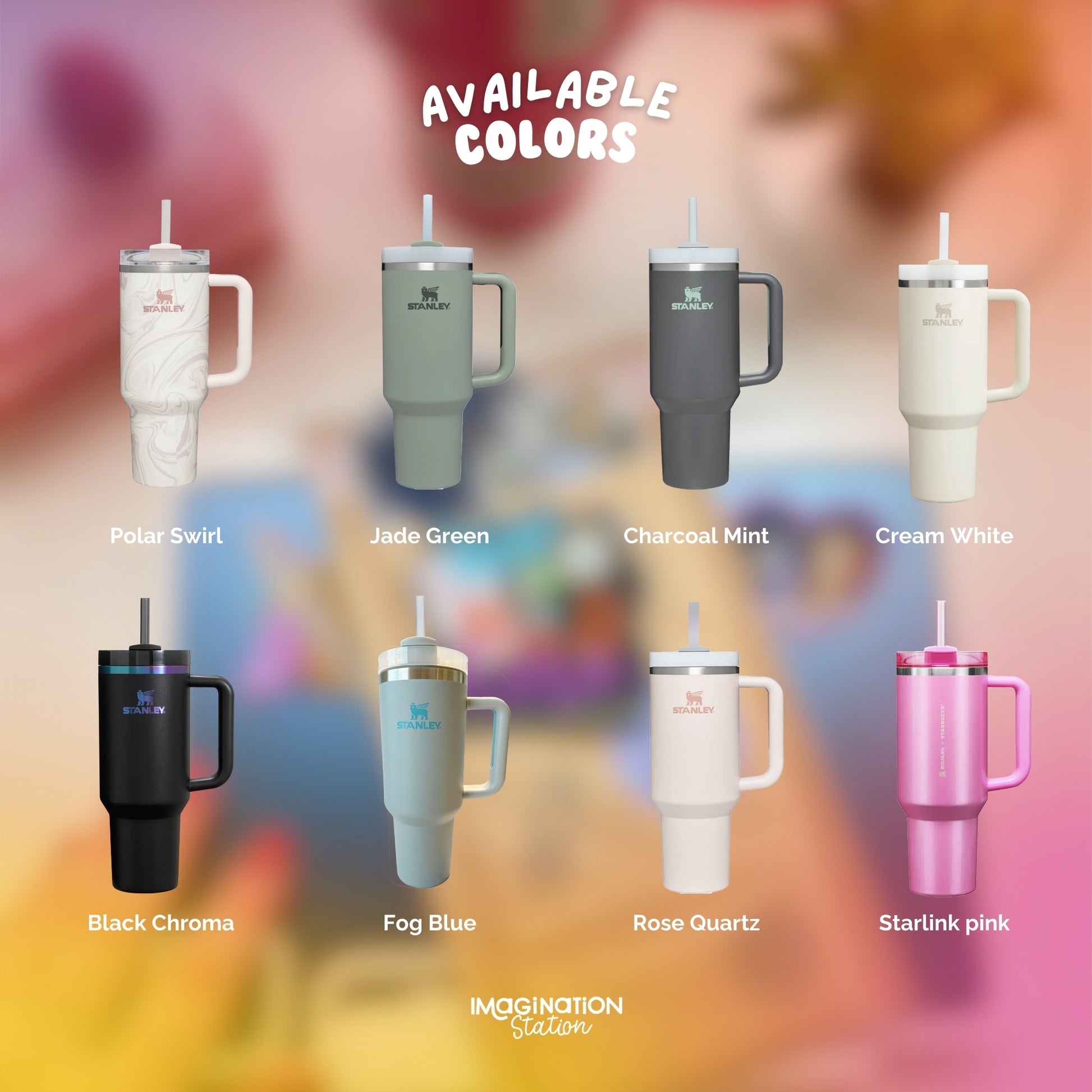 Color options for tumblers with a blurred background