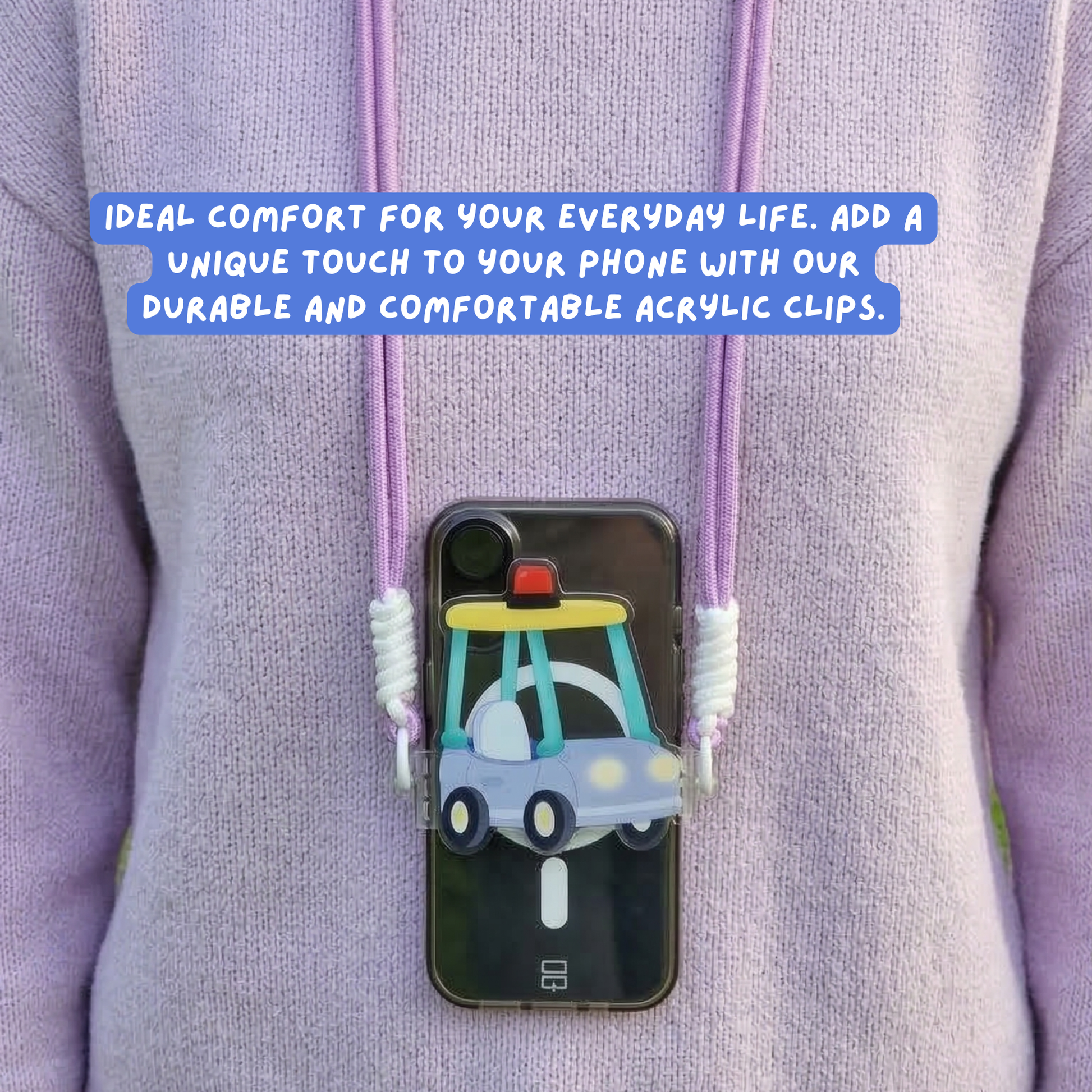 Bluey Nana phone clip on car air vent – clear acrylic Disney character dashboard accessory