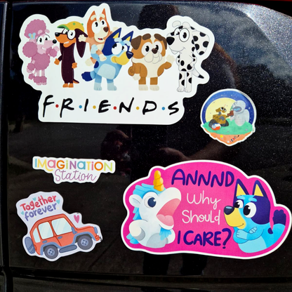 Bluey and Unicorse Car Magnet - Weatherproof Matte Vinyl