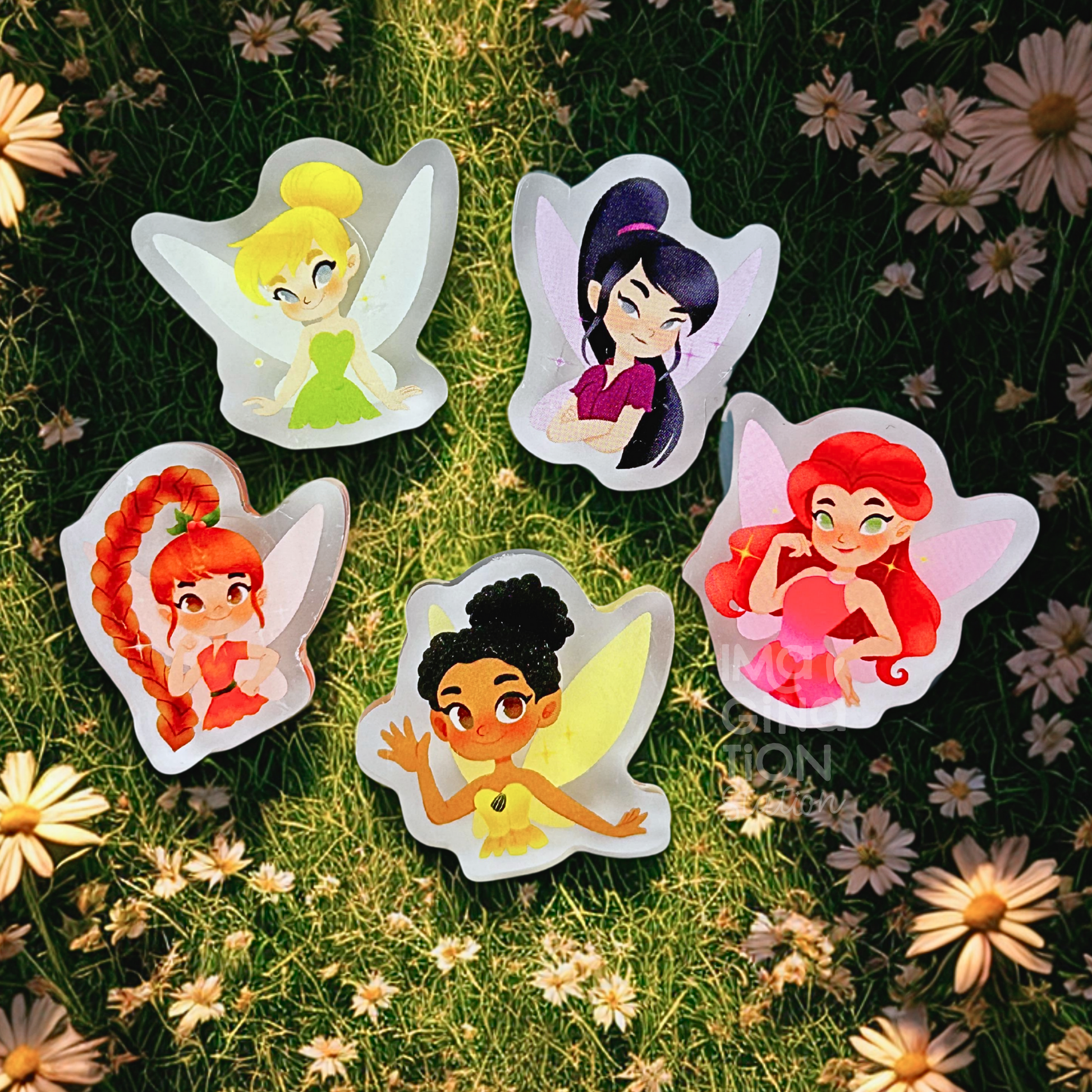 Tinkerbell fairy shoe charm close up – acrylic pixie dust Disney croc charm