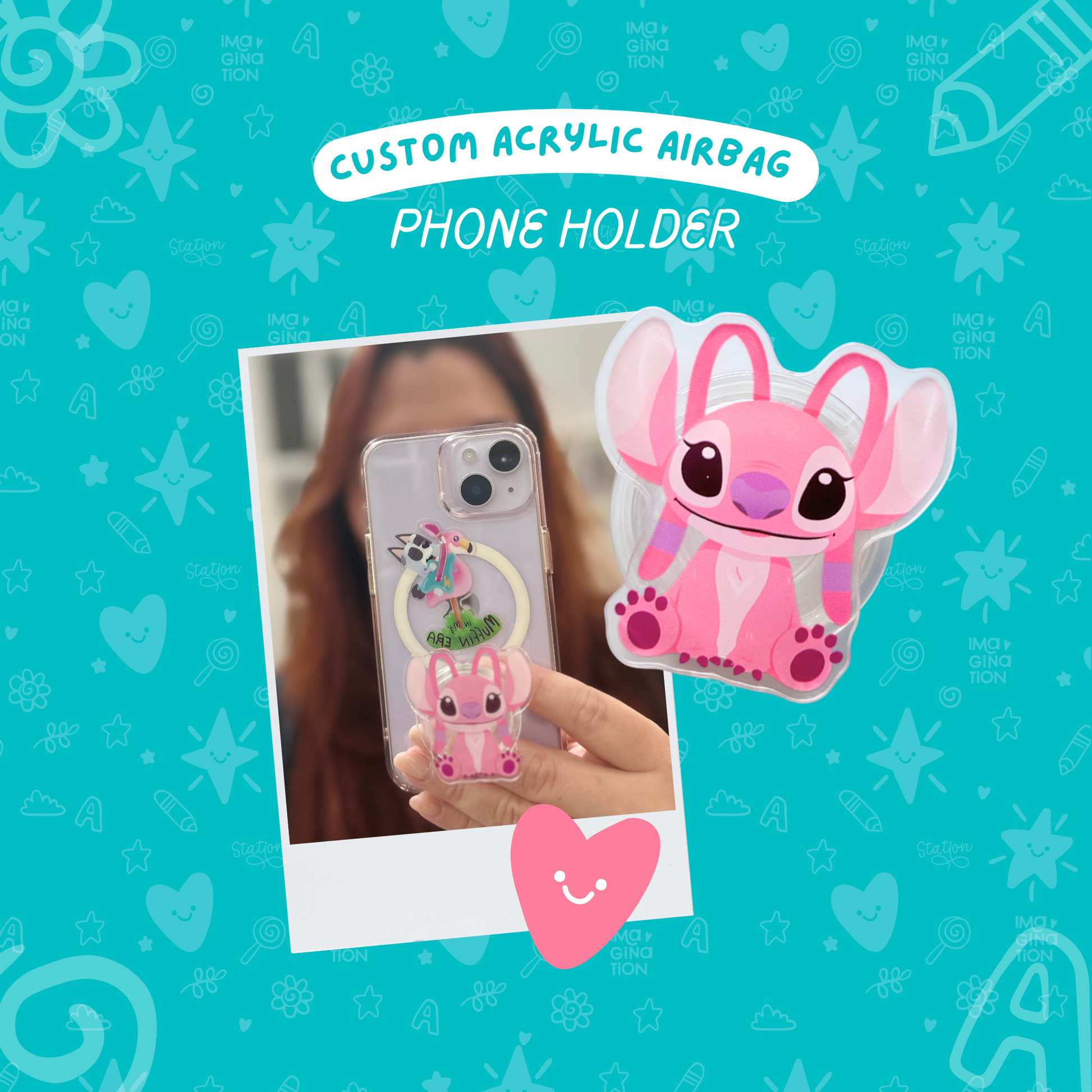 Angel Lilo and Stitch phone holder on phone – acrylic airbag grip Disney hands-free accessory