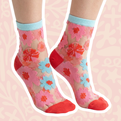 Sock Candy sheer socks detail – lightweight breathable women's crew sock close up
