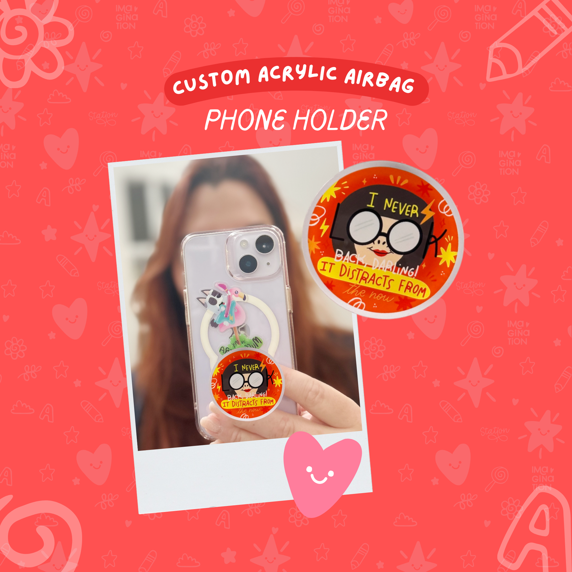 Edna Mode airbag holder charm detail – fabulous Incredibles acrylic Disney phone grip