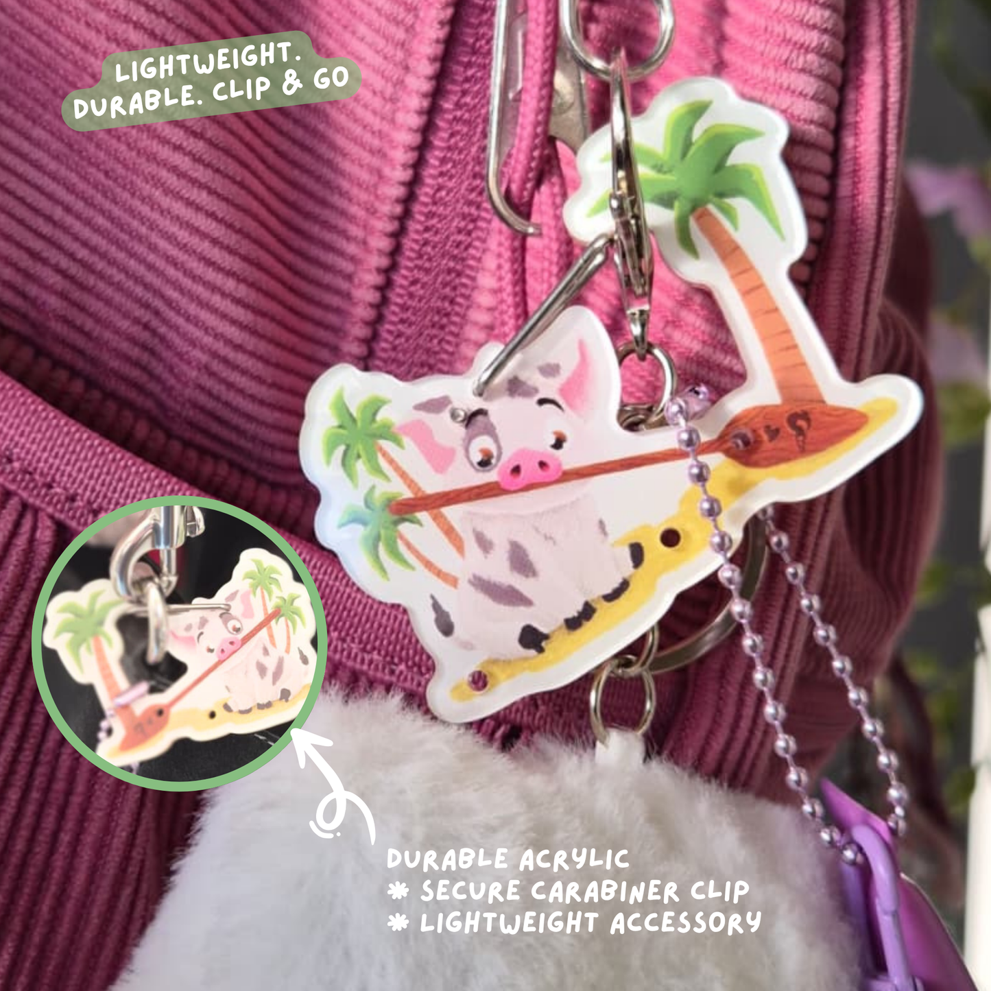 How Far I'll Go Moana bundle contents – Pua keychain and ocean inspired stickers