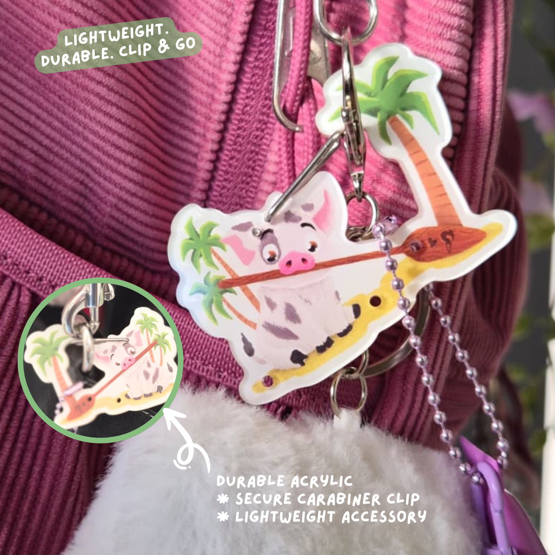 How Far I'll Go Moana bundle contents – Pua keychain and ocean inspired stickers