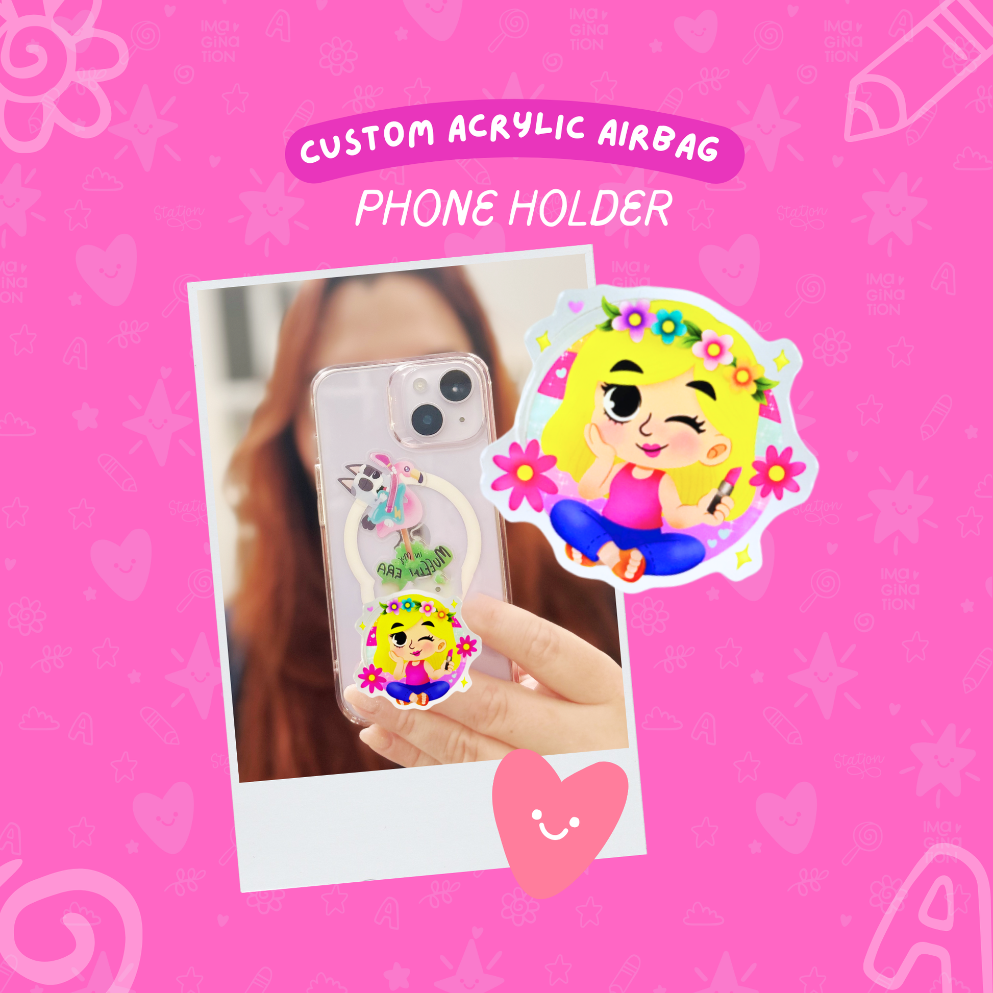 Lizzie McGuire phone holder expanded – collapses flat 2000s Disney nostalgia grip