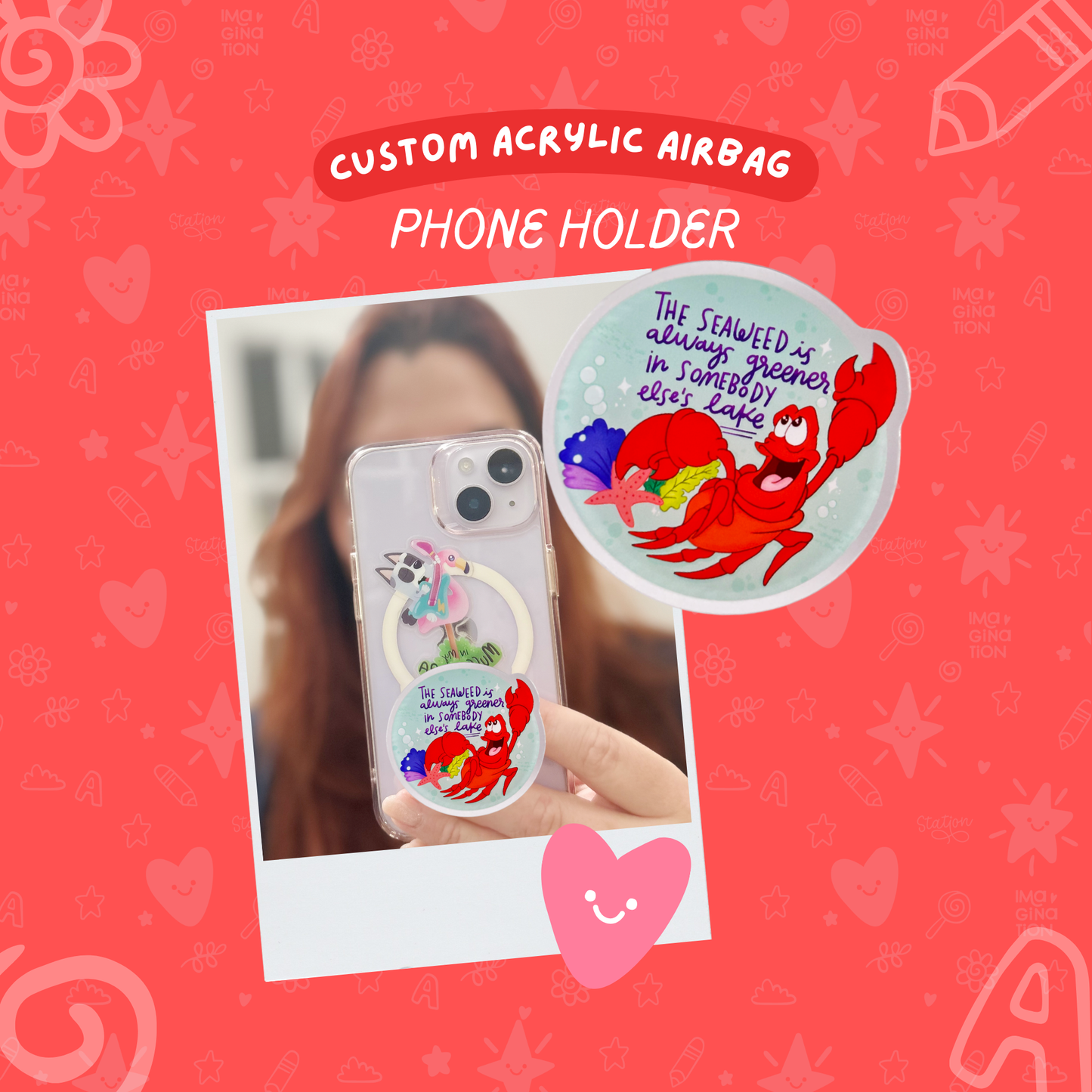Sebastian phone holder as kickstand – under the sea Disney acrylic phone stand