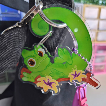 Pascal carabiner keychain acrylic detail – lightweight glossy Tangled Disney clip