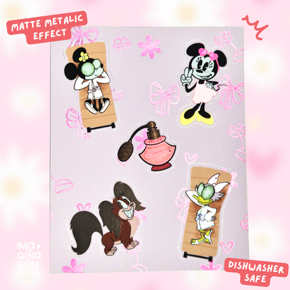 Minnie Mouse metallic sticker sheet detail showing all stickers
