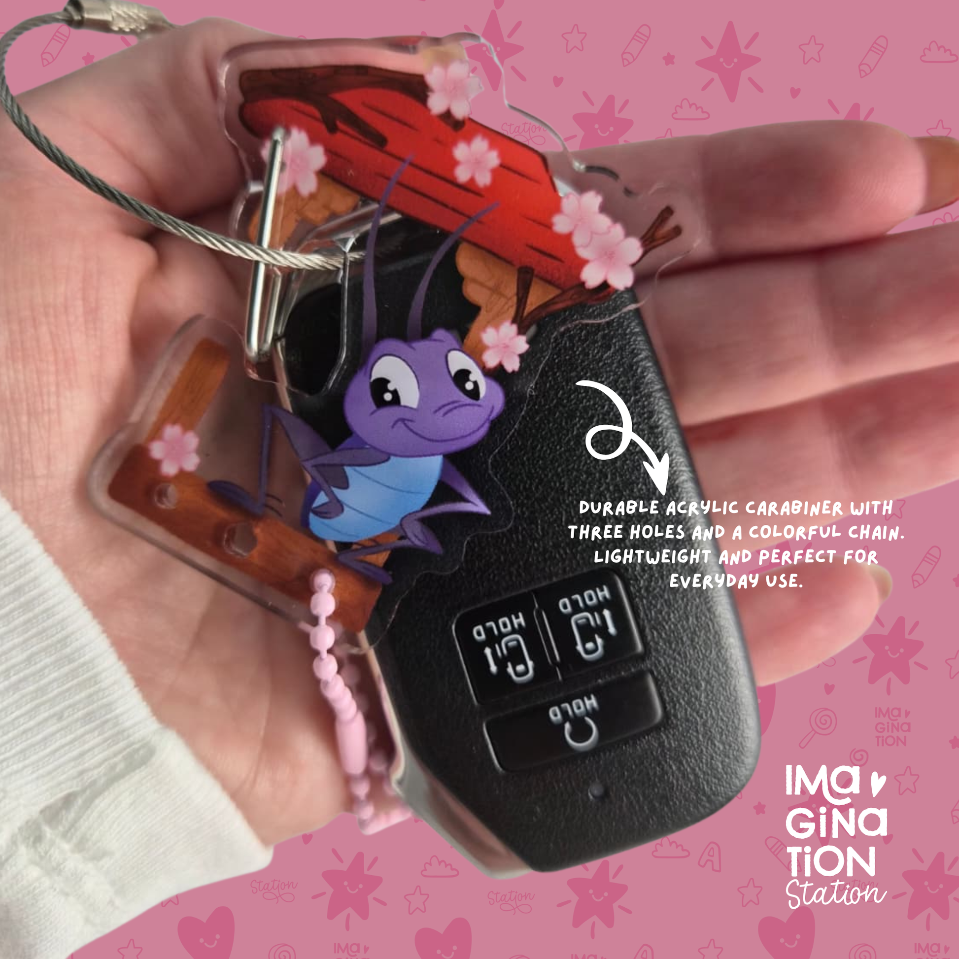 Mulan Cri-kee carabiner keychain size reference – Imagination Station Disney charm