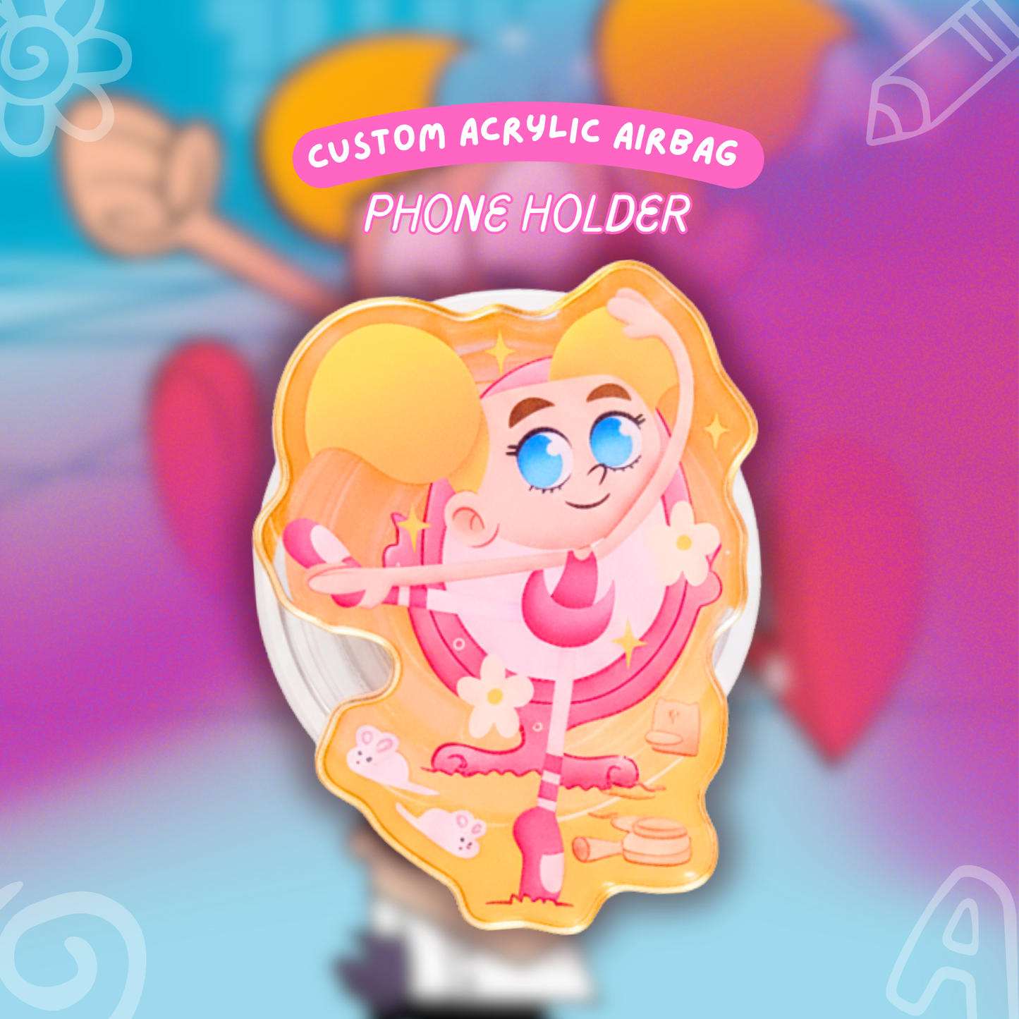 Dee Dee phone holder as kickstand – Dexter's Laboratory holographic acrylic stand