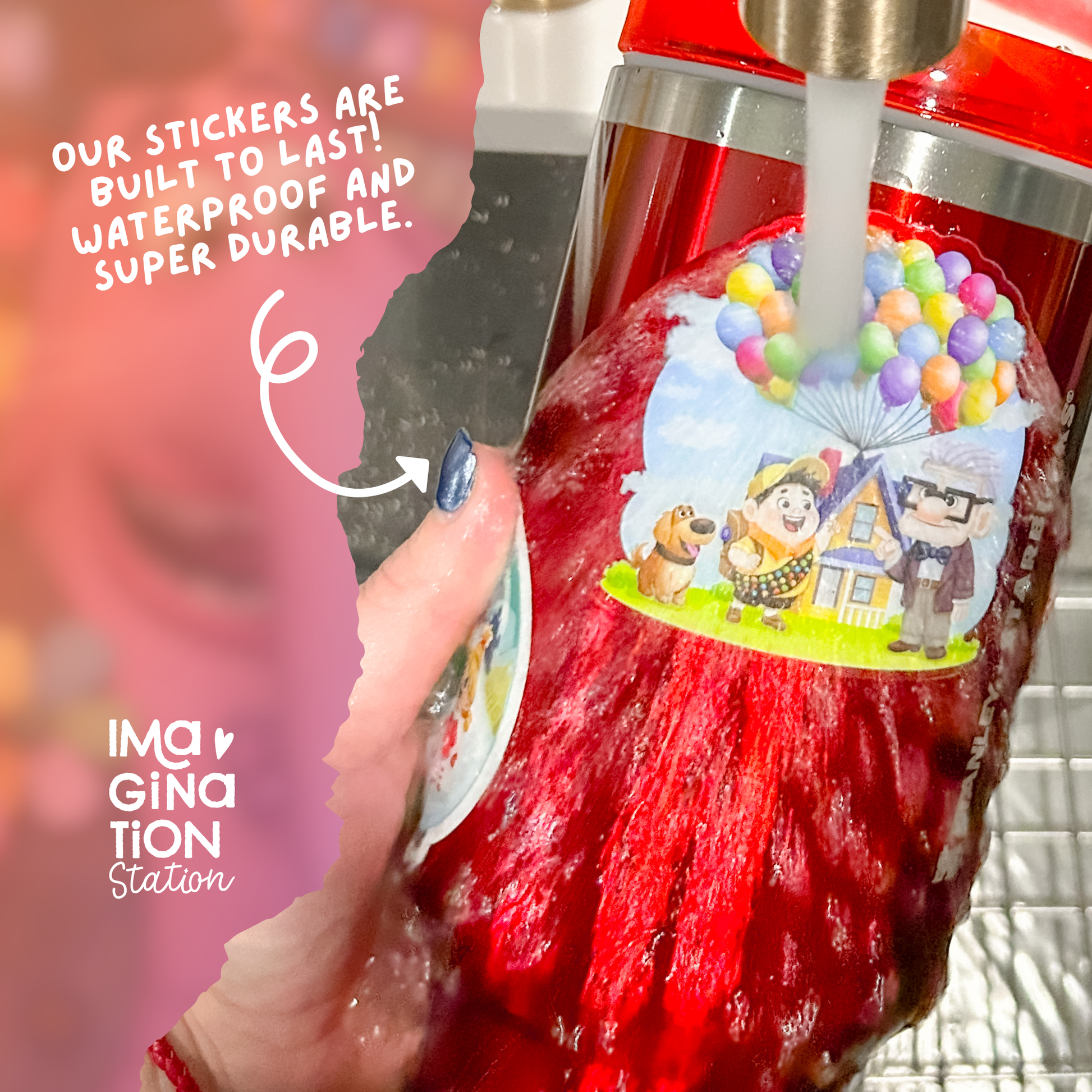 Bing Bong sticker size reference – holographic glossy Disney Pixar waterproof vinyl