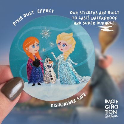 Frozen sticker on water bottle – Anna Elsa pixie dust glossy Disney princess vinyl