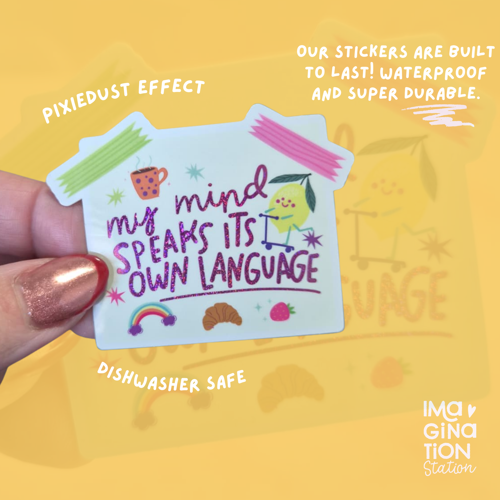 Cute quote sticker on water bottle – pixie dust glossy waterproof motivational vinyl