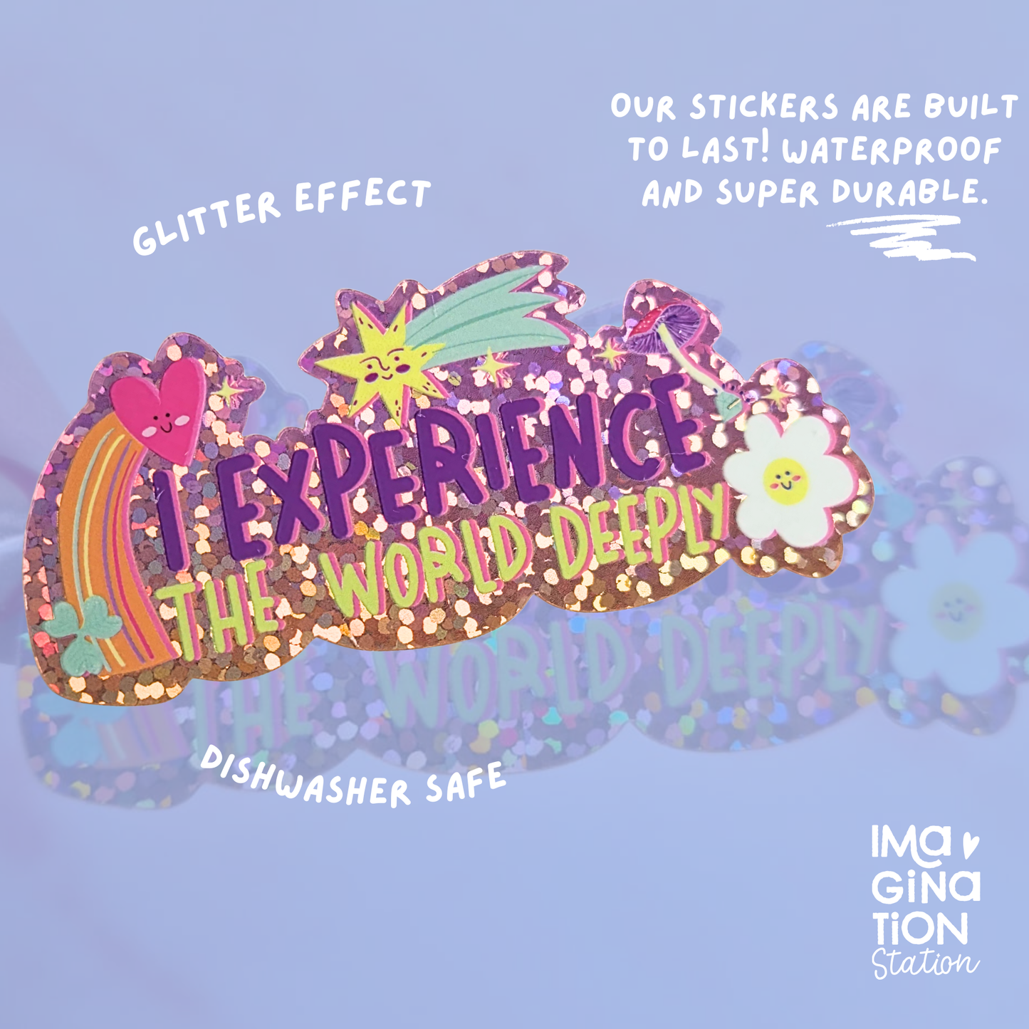 Glitter inspirational sticker on water bottle – bold sparkle motivational vinyl decal