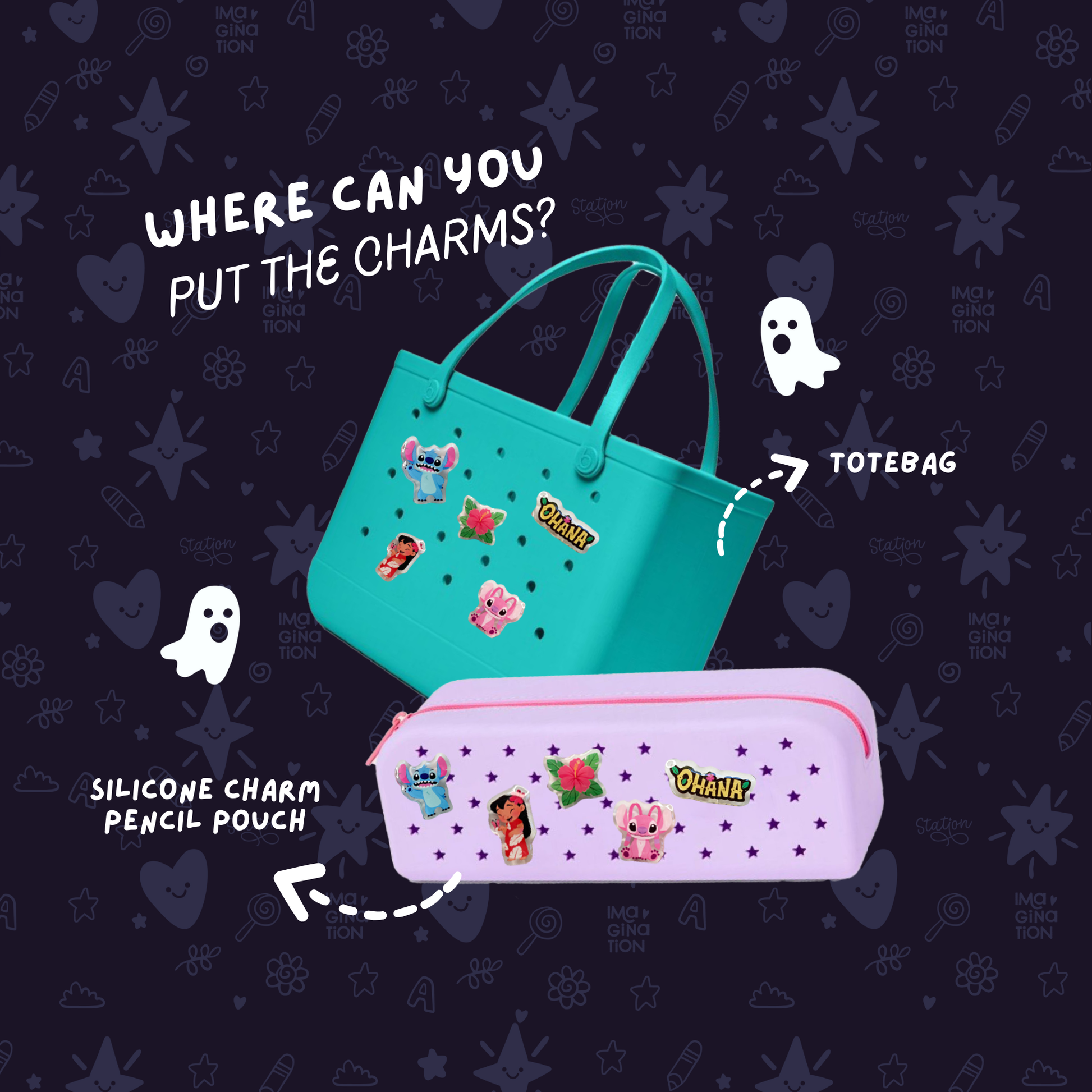 Halloween shoe charms size reference – acrylic Jibbitz-style spooky croc accessories