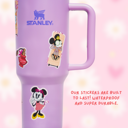 Minnie Mouse 40oz tumbler close up side view with metallic sticker
