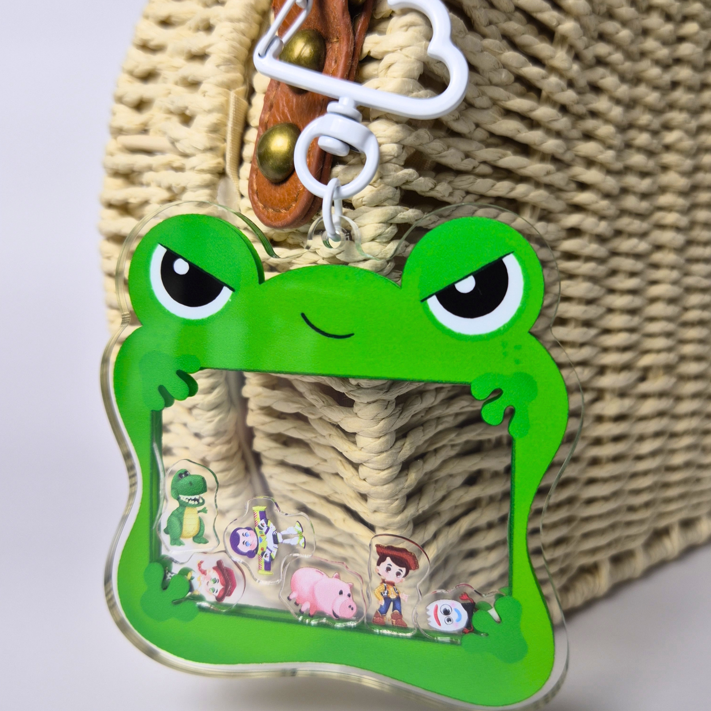 Lilypad Toy Story 5 Shaker Keychain – Acrylic Disney Pixar Bag Charm with Cloud Carabiner