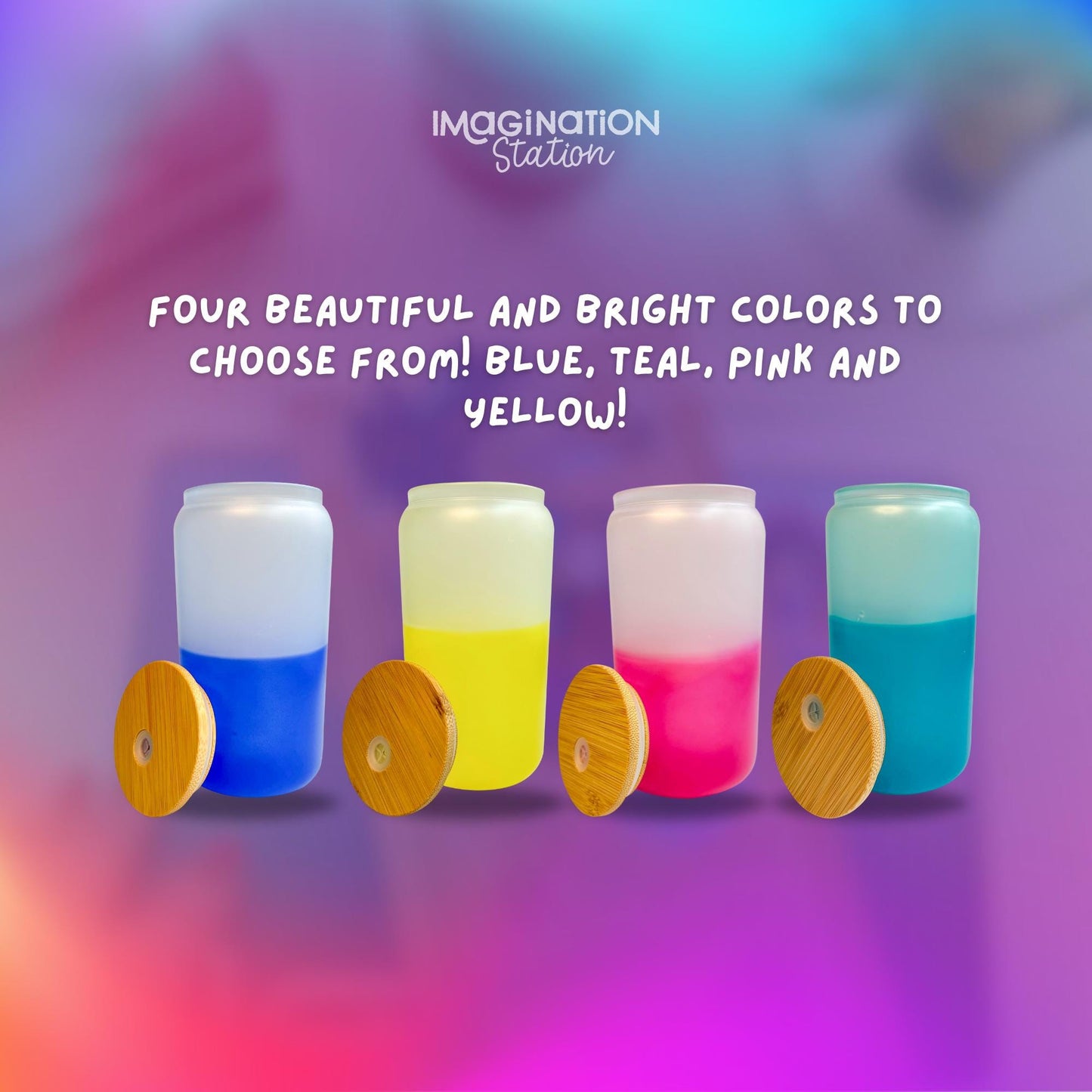 16oz frosted glass cup color change effect – cold drink activates Disney magic tumbler