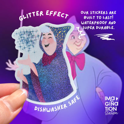 Fairy Godmother Cinderella pixie dust sticker on water bottle – bibbidi bobbidi boo Disney vinyl