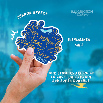Cinderella quote sticker color detail – mirror effect Disney princess glass slipper vinyl