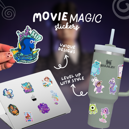 Imagination Station Wednesday Addams sticker packaging – gothic dark academia gift