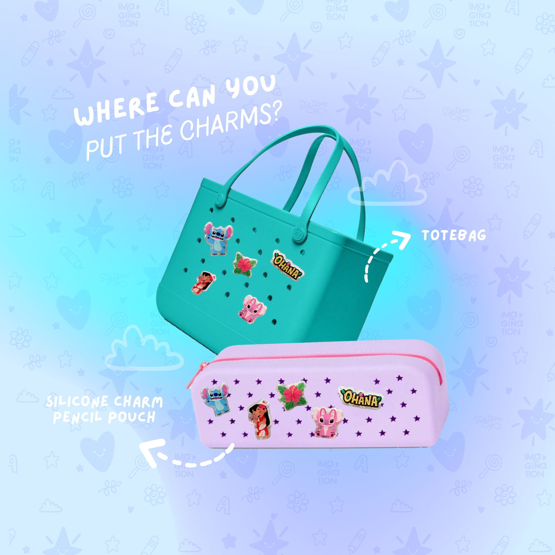 Disney snacks charms flat lay – full set acrylic Disney Parks croc accessories