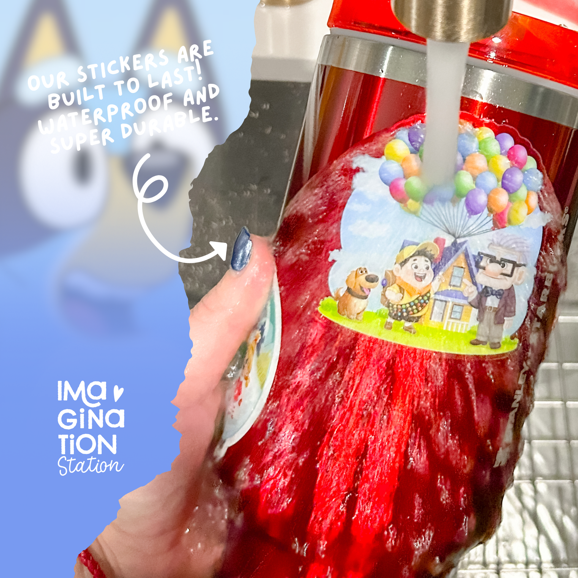 Bluey inspirational sticker on water bottle – holographic star glossy Disney vinyl decal