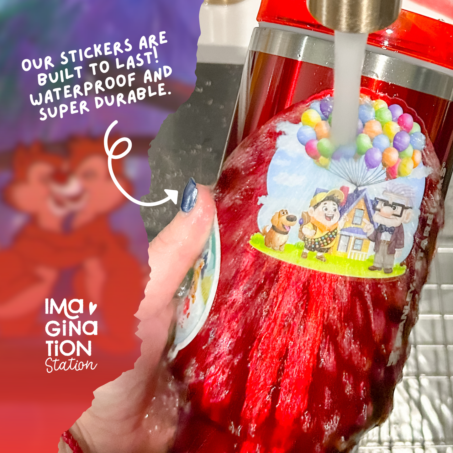 Chip and Dale sticker color detail – Disney chipmunk duo friendship clear glossy vinyl