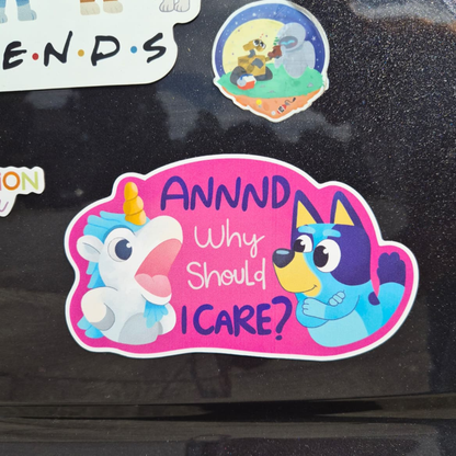 Bluey and Unicorse Car Magnet - Weatherproof Matte Vinyl