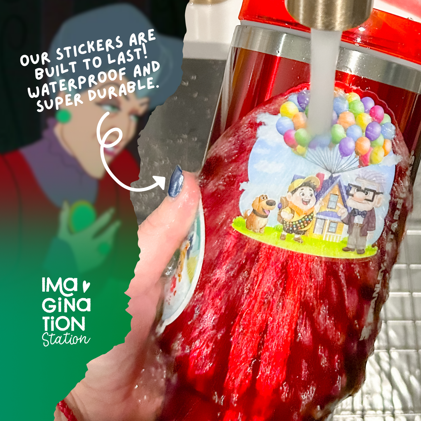 Lady Tremaine sticker size reference – mirror glossy waterproof Cinderella Disney vinyl