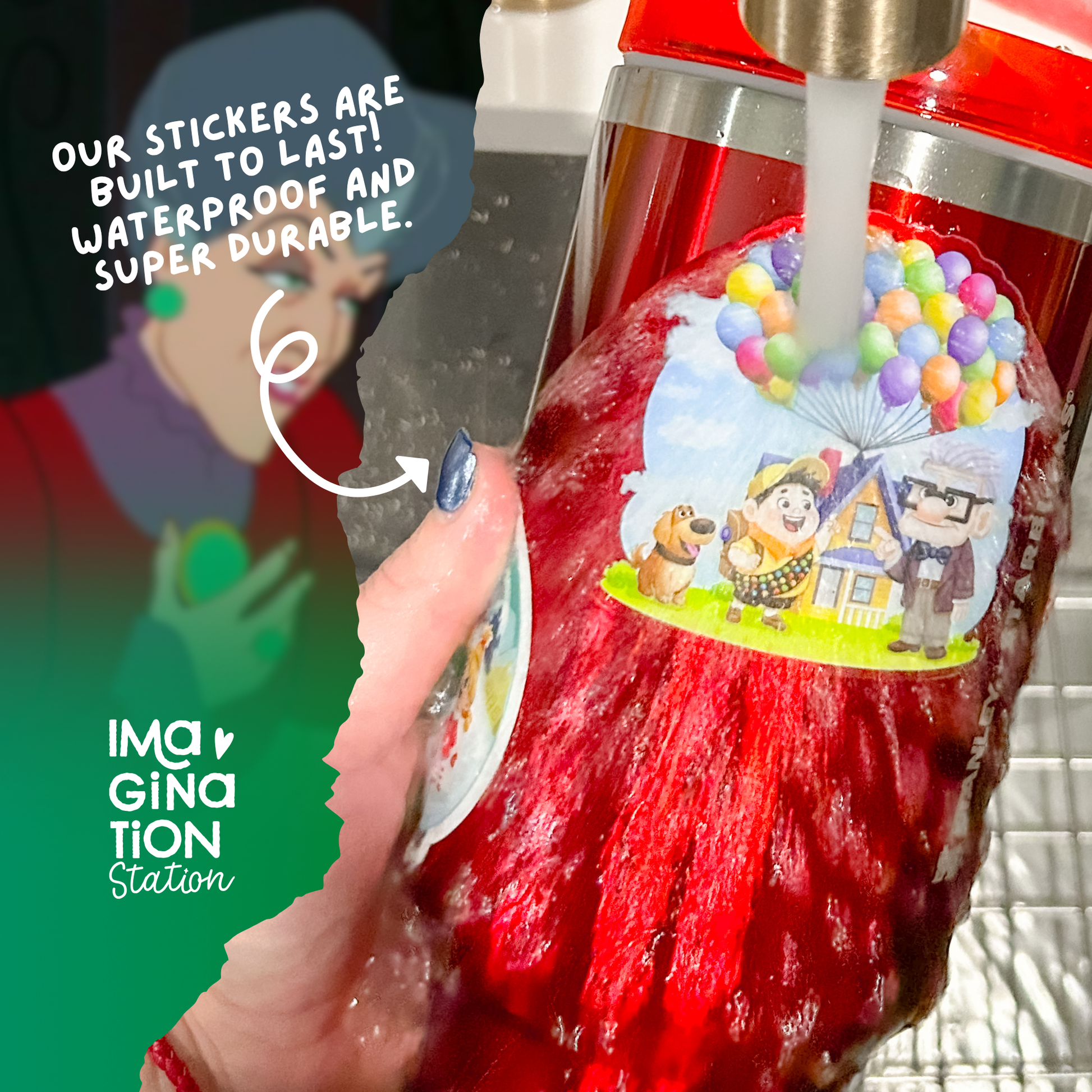 Lady Tremaine sticker size reference – mirror glossy waterproof Cinderella Disney vinyl