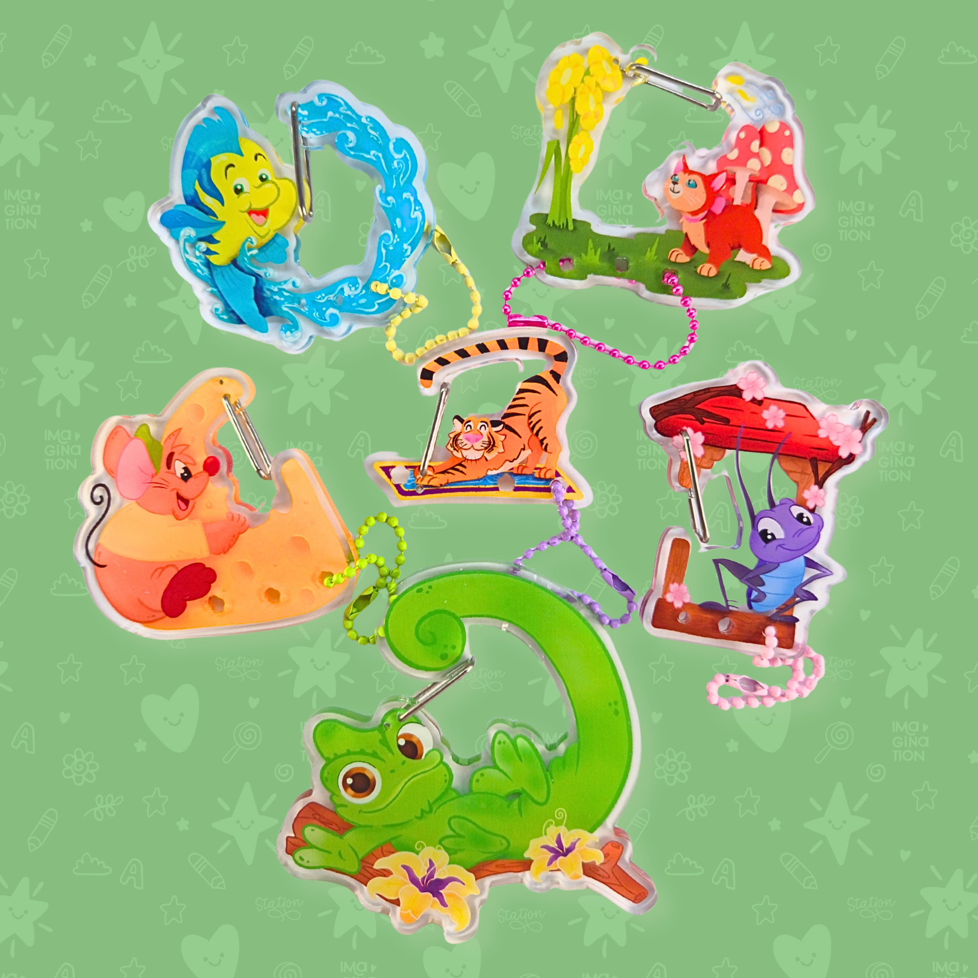 Gus Gus keychain size reference – lightweight Disney princess carabiner clip